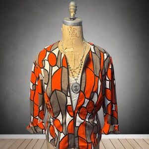 Joseph Ribkoff Stylish Orange and Brown Women's Top